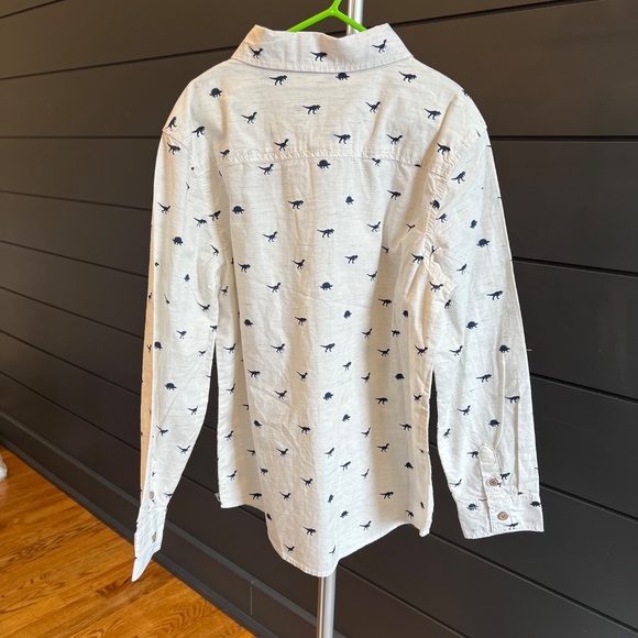 NWT Gymboree Long Sleeve Button Shirt Dinosaurs Cream & Dark Blue - Kids M(7-8Y) - Picture 3 of 6